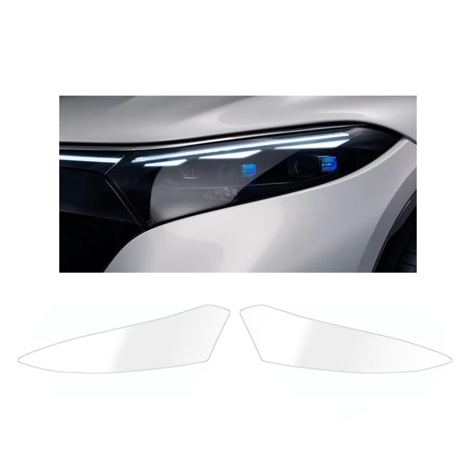 Headlight Film for Mercedes Benz EQS SUV X296 2022-2025, 1Set Transparent/Smoke Black Car Headlight TPU Protective Film