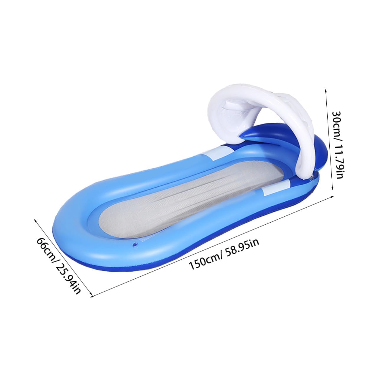 ORFOFE Hamaca de Agua Inflable para Piscina con Cobertizo Desmontable y Gran Flotabilidad, Sillón Reclinable de PVC Adecuado para Playas y Piscinas