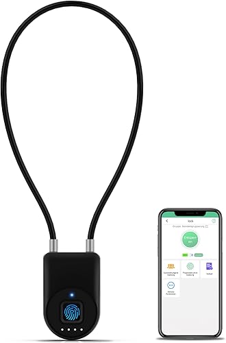 Candado inteligente de cable de huellas dactilares, 6 pulgadas de largo con aplicación Bluetooth de huellas dactilares, biométrico sin llave,