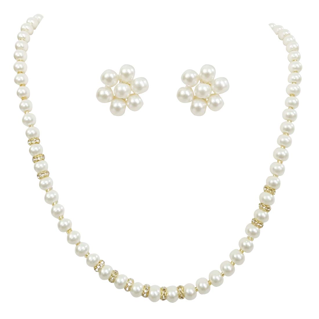 Chrishan designer short pearl (moti) necklace set for women and girls. (White) (B0917KNGVJ) Amazon Price History, Amazon Price Tracker