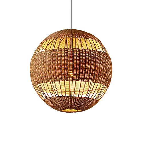 Suspension rotin tisse main E27 lustre plafonnier boheme pour deco hotel cafe