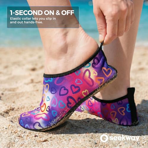 Image of SEEKWAY Water Shoes Women Men Adult Quick-Dry Aqua Socks Barefoot Non Slip for Beach Swim River Pool Lake surf Black SK002(U)