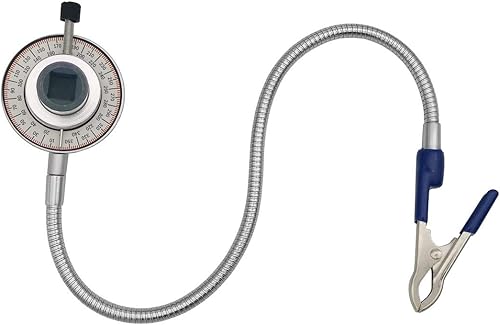 Medidor de ángulo de torsión, Medidor de ángulo de llave de transmisión de 1/2", Brazo de clip flexible de 14", Acero CR-V