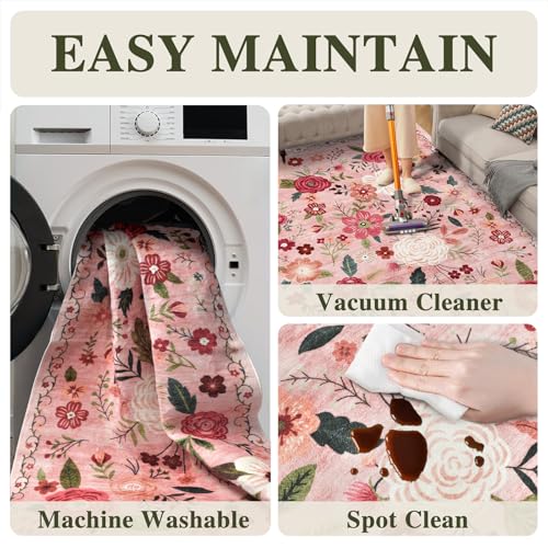 Tapete Boho Floral 5x7 Pulgadas Lavable Antideslizante miniatura 6