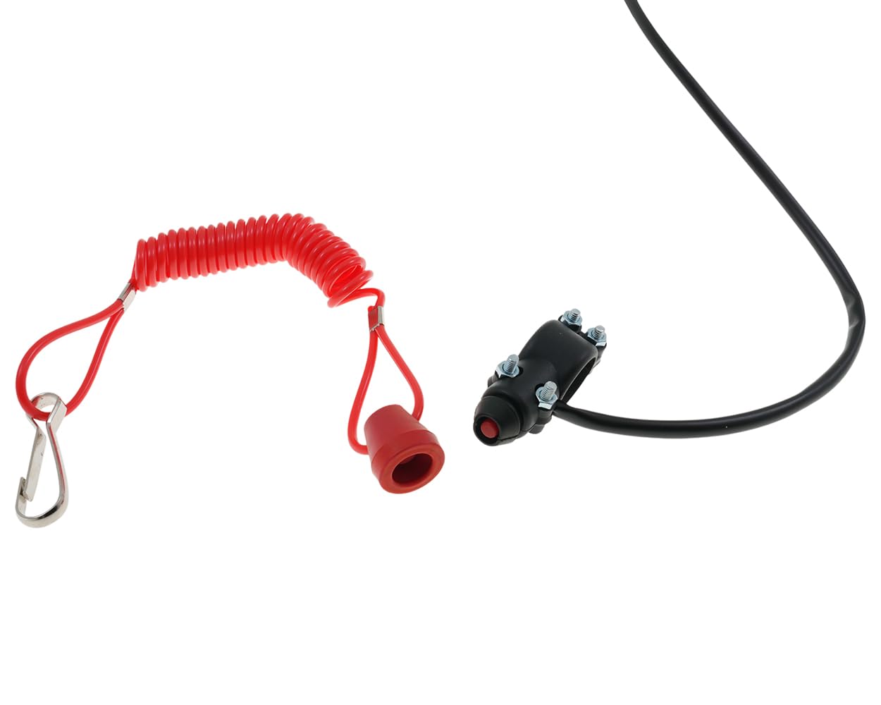Zündunterbrecher Killswitch Racing rot (Öffner) mit Lenkerklemme Notaus, Reißleine universal Roller, Motorrad, Quad, Enduro, Jetski
