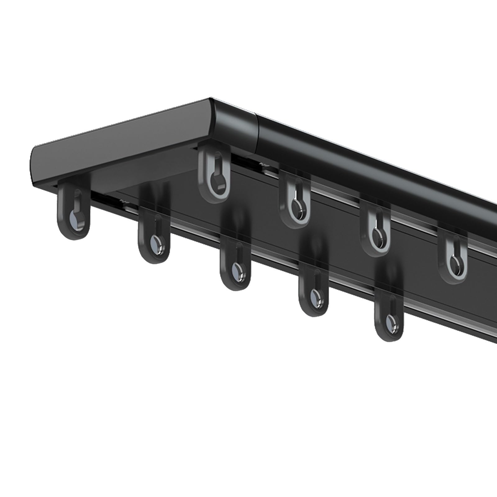 Cichy podwójny uchwyt sufitowy ty ze stopu aluminium przesuwny Ra do salonu, sypialni, szpitala - 590 cm połączona prowadnica zrzutowa (czarna, 80-500 cm regulowana)