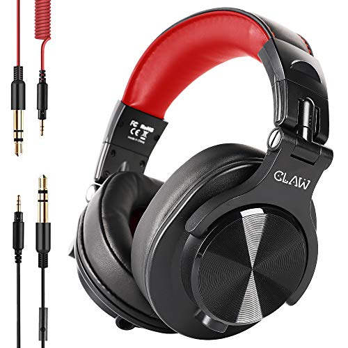 Image of CLAW SM Professional Studio Monitoring DJ Wired Over Ear Headphones with 2 Detachable Cables (2.8m Coiled Cable & 1.2m Straight Cable with Mic and in-line Controls) (SM50 RD)