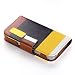 ATC Masione(TM) Apple iPhone 4/4S Credit Card Hard Shell Case Stand with Silicone Core + Screen Protector & Stylus (Wallet case Yellow+Black+Brown)