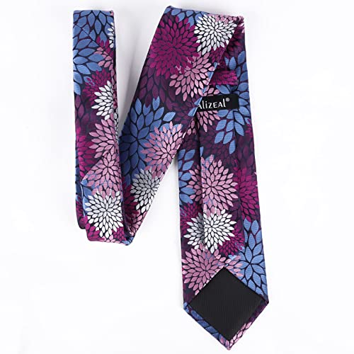 Image of Alizeal Mens 3.15inches Leaf Flower Pattern Tie Set