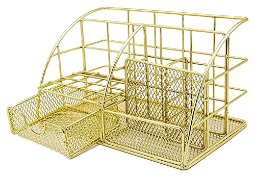 Goldener Mesh-Desktop-Organizer für Frauen, aktualisierter süßer Goldener Büro-Schreibtisch-Organizer, Stiftehalter für Zuhause, Büro, Schule, Stifte