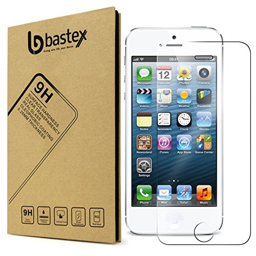 Bastex Apple iPhone SE [0.26mm Thickness] 9-H Premium Tempered Glass Screen Protector/Ultra High Definition Invisible, Anti-Bubble Crystal Shield for Apple iPhone SE (Compatible with iPhone 5, 5s)