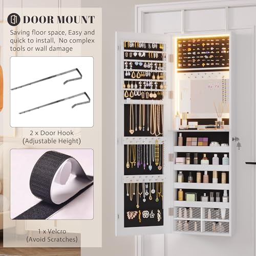 Vlsrka 6201-8 47.2 Inch Led Jewelry Mirror Cabinet, Wall/Door Mounted Jewelry Armoire Organizer thumb #5