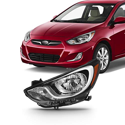For [Factory Halogen Model] 2012 2013 2014 Hyundai Accent RB Driver Left Side Headlight Lamp Direct Replacement