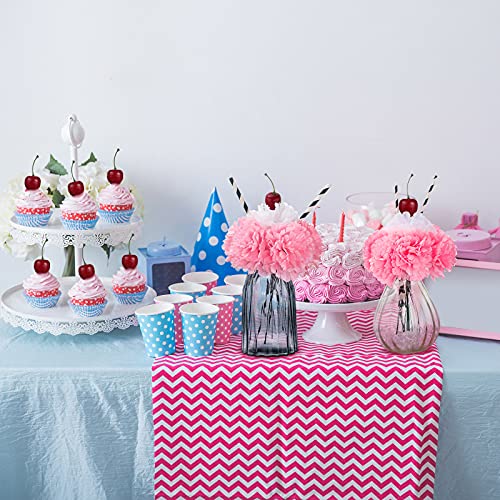 58 Pieces 50'S Decorations, Artificial Silk Carnation Picks Set Include 36 White Pink Carnations Flowers And 10 Lifelike Cherries With 12 Paper Straws For Diy Rock N Roll 1950'S Soda Shop Party Decor #TOP3