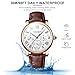 eYotto Men's Stainless Steel Business Watch, Multifunction Quartz Movement Chronograph Roman Numerals Analog Calendar Date Waterproof Leather Band Wristwatch, Formal Dress Gift Watch for Men Rose Gold