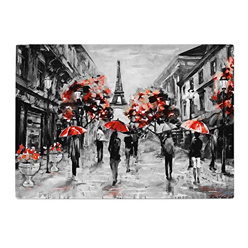 Paris Black White Red Kitchen Worktop Protector Saver Glass Chopping Board