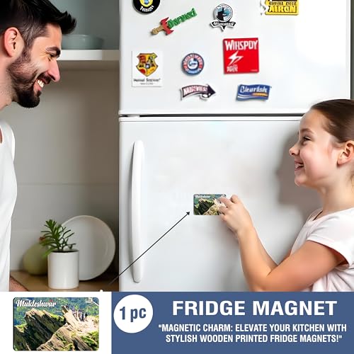 Image of Elegant Fridge Magnet with Themes |Rectangular Size Refrigerator Magnet with Magnetic Rubber Back | Pack of 1, 8.6cm X 5.4cm (Mukteshwar - Design 1)