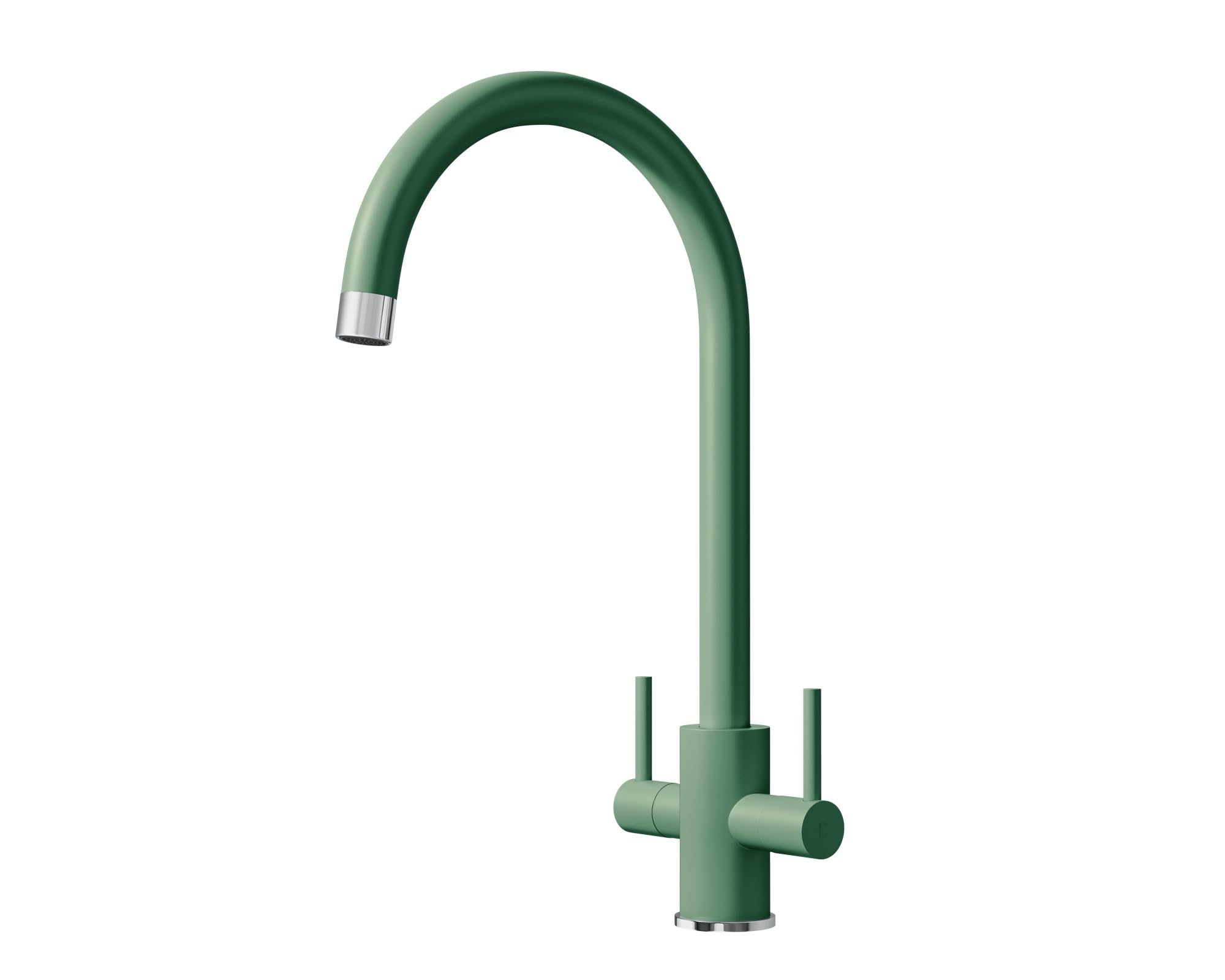 Liquida Green Pr68gc Twin Lever Swivel Spout & Chrome Kitchen Mixer Tap