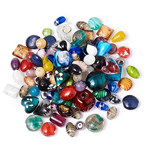 Craftdady 500g Mixed Shapes & Colors Lampwork Glass Beads Loose Beads Fit Most Major Charm Bracelets, 11-29x11-25mm, Hole: 0.5-4mm Random