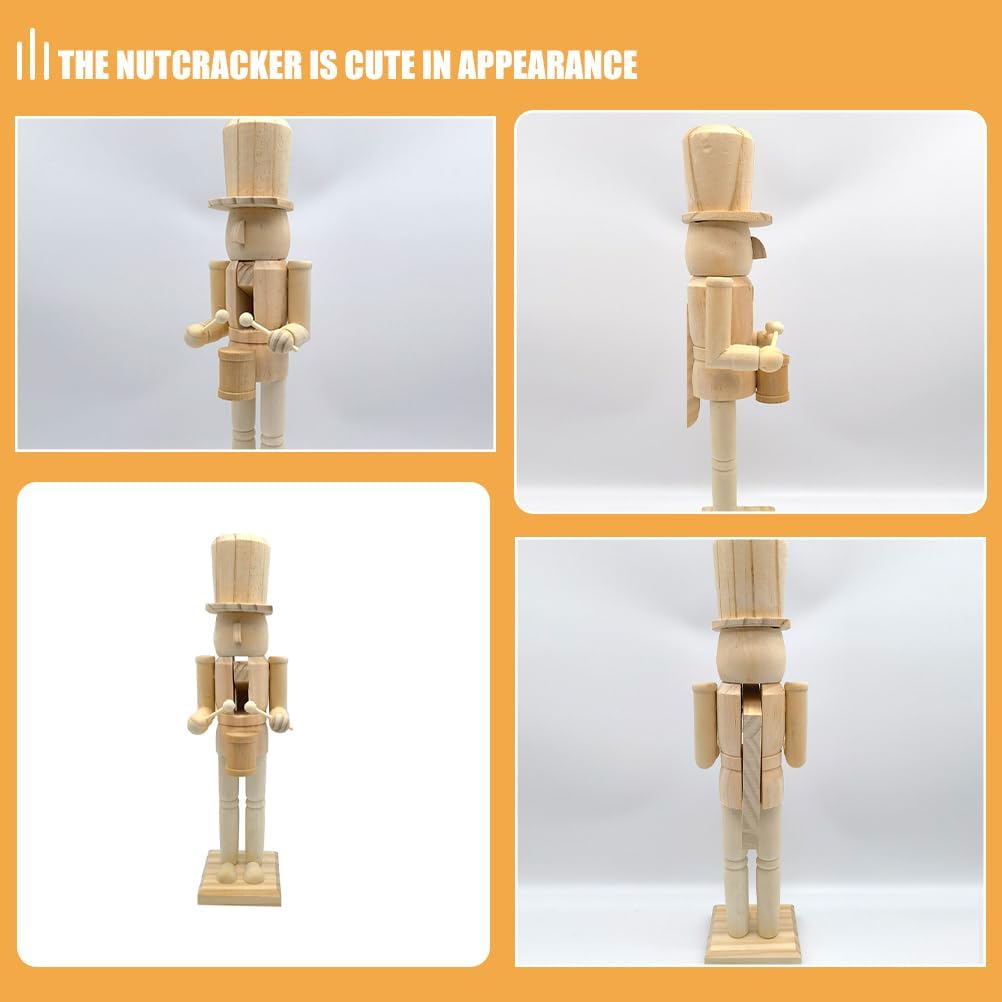 Cabilock Christmas Wooden Unfinished Nutcracker Figures 14.96 Inch DIY Blank Unpainted Nutcracker Soldier Figures Puppet Ornament for Adults Arts Project Christmas Ornaments Decoration