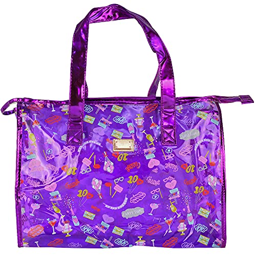 Bolsa Feminina Sacola Praia Transparente Party Roxo CBRN17287