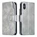 Produktbild iPhone XS Hülle, iPhone X/10 Hülle, Conber Lederhülle Handyhülle + [Frei Schutzfolie], Stoßsichere Premium Kartenfach PU Tasche Leder Flip Case Cover Schutzhülle für Apple iPhone XS/X/10 - Grau