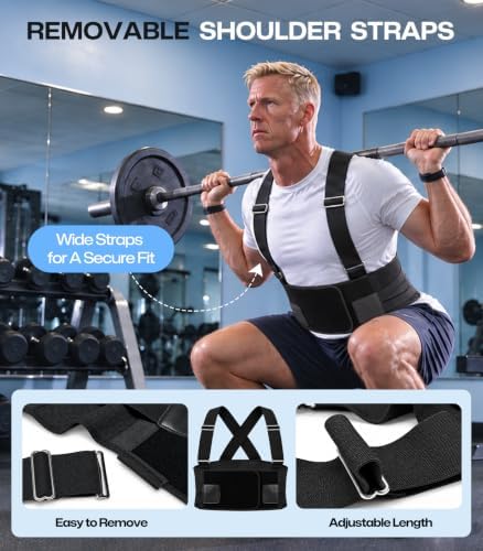Work Back Brace with Shoulder Straps, Adjustable Lumbar Support Belt S — 사진 4