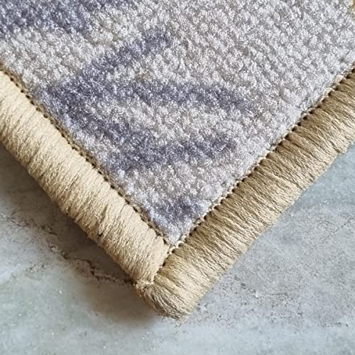 Image of Matz&More Floral Circle Tree Rug | 100x150 CM | Beige Yellow | Soft Nylon Loop Pile with Anti-Slip Gel Backing | Living Room, Bedroom & Office Floor Carpet