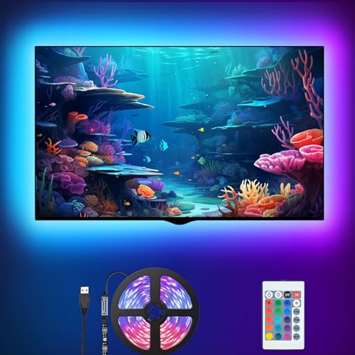 SHOPLED TV LED Backlight, 9.8ft USB Powered RGB Strip Lights Kit for 40-60 inch TVs, Monitor Backlight Lighting Kit for HDTV Desktop PC