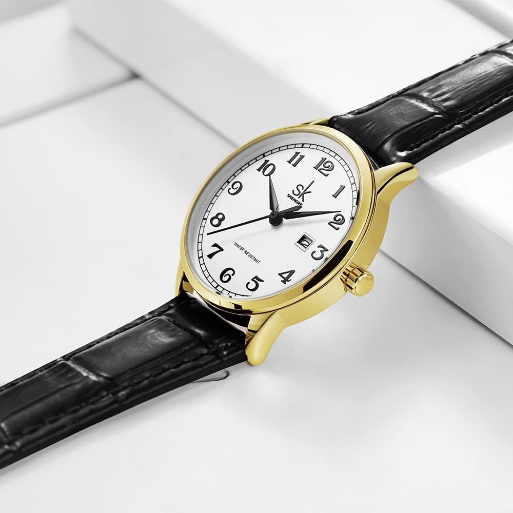 SHENGKE SK Classic Business Women Watches with Stainless Steel Band and Genuine Leather Elegant Ladies Calendar Watch