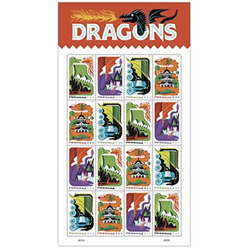 Dragons - 2018 USPS Forever First Class Postage Stamp (Sheet of 16) Scott 5310