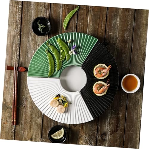 Plato cerámico japonés para sushi con forma de abanico miniatura 5