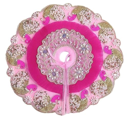 Image of Partish Laddu Gopal Heavy Poshak Size 1 l Ladoo Gopal Dress l Bal Gopal l Kanha Ji Thakur Ji Net Dress (Pink)