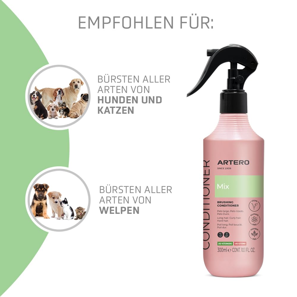 Pflege-Set. Fellpflege für Hunde oder Katzen mit Artero Mix und Artero Stella.