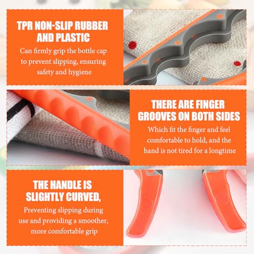 Image of 2PCS 4 in 1 Jar Opener Multi-Function Bottle Opener Non Slip Remover Tool for Seniors with Arthritis and Anyone with Low Strength(Green,Orange)