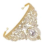 GAROZATION Adorno Barroco Dorado con Incrustaciones de Gemas de Imitación en Aleación para Novia y Dama, Elegante Complemento para Boda