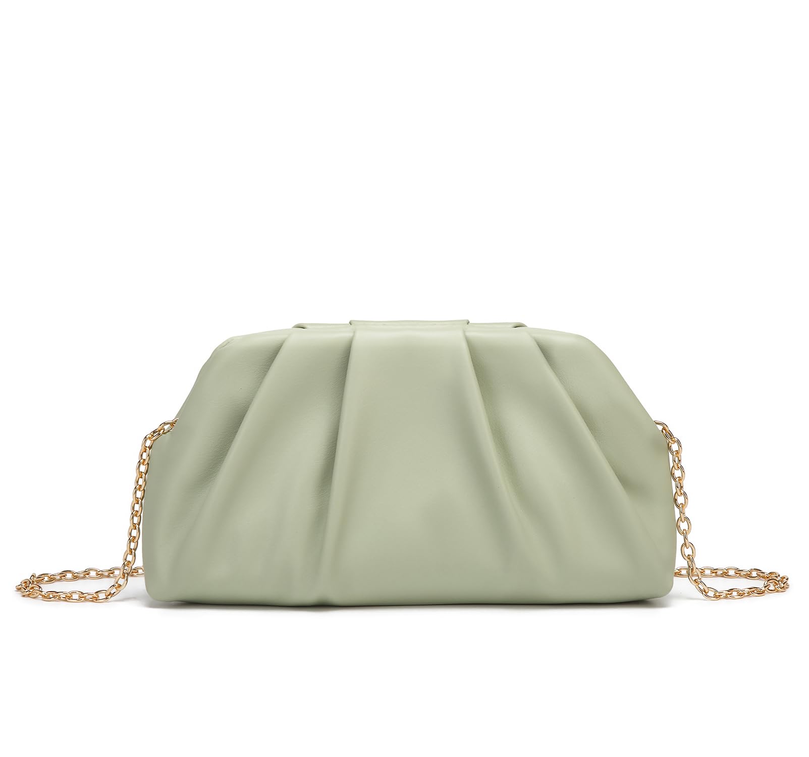 Dreubea Women's Fashion Cloud Shape Evening Bag Charming Fold Leather Clutch Handbag with Chain