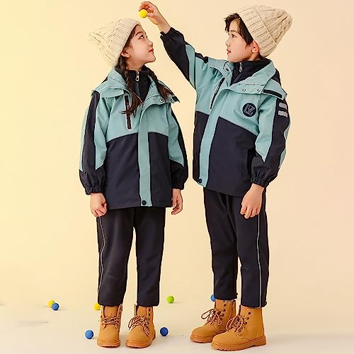 Boys Girls Jacket 3 in 1 Detachable Lined Fleece Windproof Waterproof Lightweight Coat With Hood for Fall Winter2