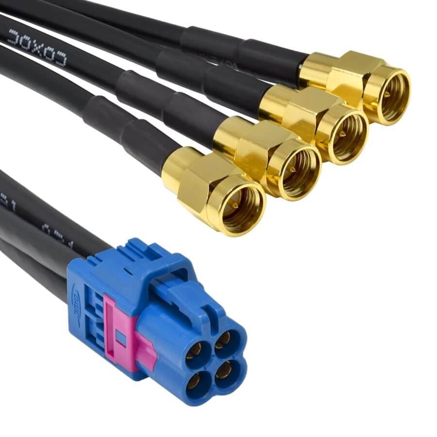 Câble Mini Fakra A Type Jack 4 en 1 bleu Code C de qualité supérieure pour véhicule