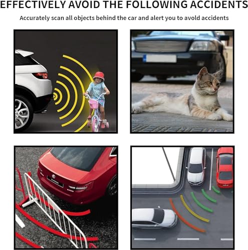 Sistema Di Rilevamento Di Parcheggio Di Backup Inverso Di Trasmissione Vocale Inglese Dellautomobile Con 4 Sensori Radar Bianchi