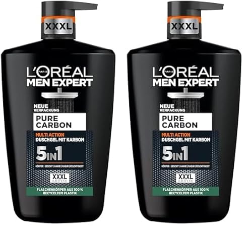 'Oréal Men Expert Gel douche et shampooing 5 en 1 pour homme bain douche pour nettoyer le corps les cheveux et le visage soin du corps pour homme pour une fraîcheur longue durée au carbone 1 - vue 2