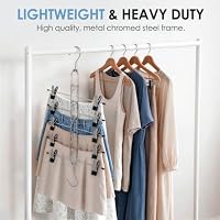 Hosenbügel Platzsparend –2er Pack Mehrfach Hosen Kleiderbügel mit Klammern,Klemmbügel für Jeans, Hosen, Röcke, Schals & Stoffhosen,Kleiderschrank Organizer,360° Drehbar Haken – Ansicht 6