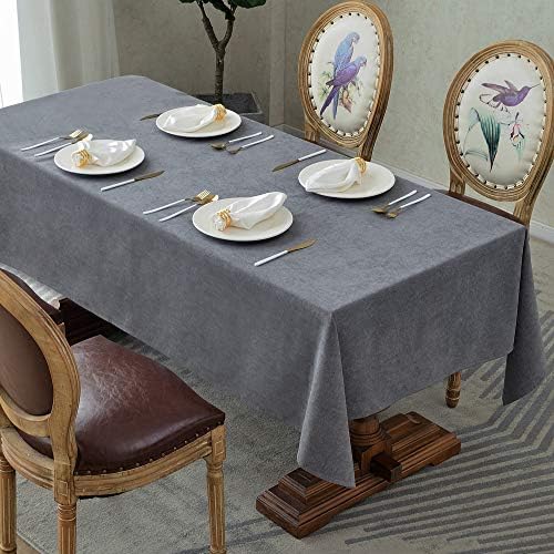 BALCONY & FALCON Rectangle Plush Faux Linen Table Cloth, Washable Table Cover for Kitchen Dinning Tabletop Buffet Decoration, Wipeable Table Protector, Large Oblong Tablecloths