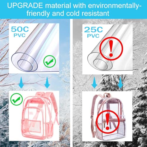 Image of AGSDON Clear Backpack, Heavy Duty Transparent Bookbag, See Through PVC Backpacks for Women Men