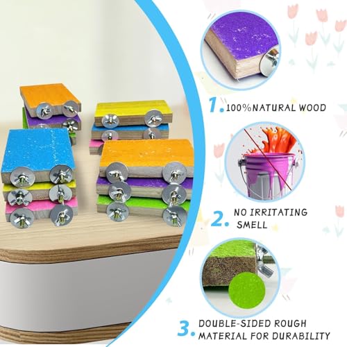 Image of kathson 12 Pcs Bird Perch Stand Toy Colorful Wood Paw Grinding Stick Parrot Perch Stand Holder Platform Bird Cage Accessories for Pet Bird Parakeet Cockatiels Lovebirds (6 Random Colors)