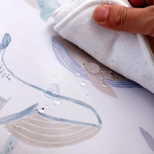 Image of Baby Splat Mat for Under High Chair, 51 x 51 Inch(Whale) | Polyester Splash Mat, Stain-Proof, Wipe-Clean, Thin & Light, Portable. Use As Food , Tablecloth, Picnic,Play ,Floor Mat