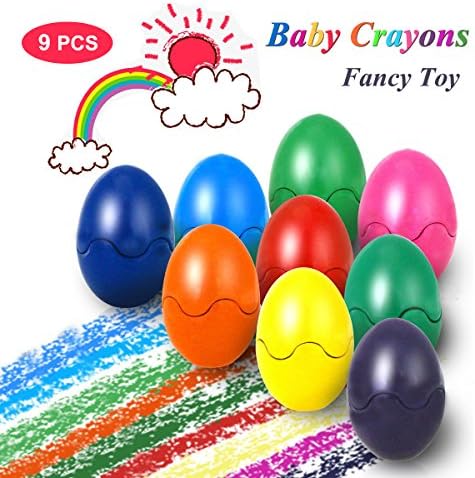 MBYHAN Toddler Crayons, 9 Colors Paint Crayons for Babies Non Toxic Egg Shaped Wax Crayons Washable Doodle Toy Edible Coloring Crayons for Kids, Toddlers, Children, Boys, Girls, Adult