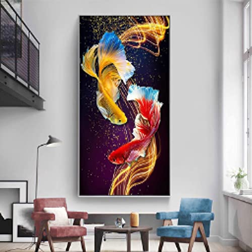 Impression sur toile carpe koi de grand format 50x100cm