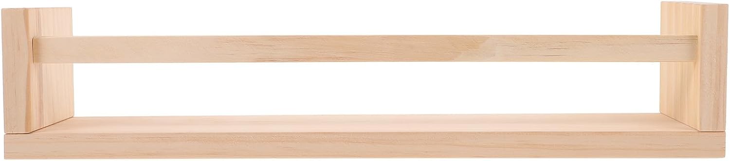 Wood Wall Shelf Floating Bookshelf 42X10X9Cm Natural Wood Small Wall Rack Storage Stand for Bedroom Living Room Decor