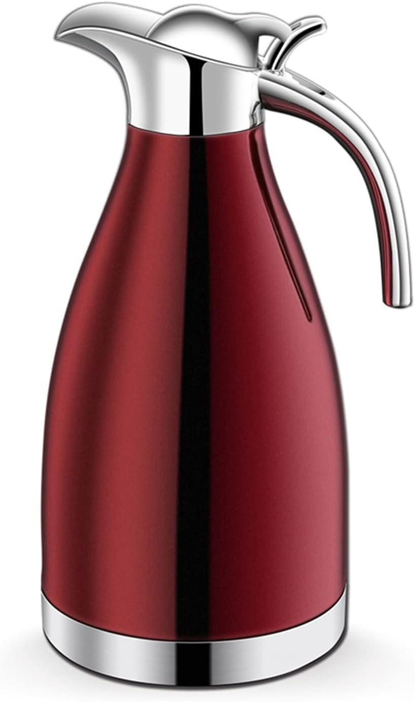 Termiczny dzbanek do kawy, przyciskowy dzbanek próżniowy, 2 l izolacja próżniowa Podwójna ścianka Dzbanek do kawy ze stali nierdzewnej Dzbanek do herbaty Dzbanek na wodę Termosy (Kolor: X) (Kolor: X)